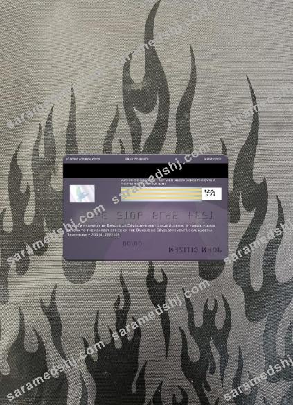 Algeria Banque de developpement visa card photolook back